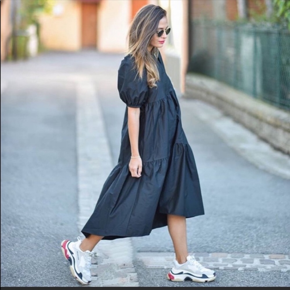 Zara black poplin dress